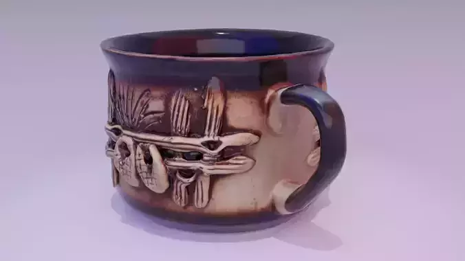 Ethnic clay cup 03 high-poly
