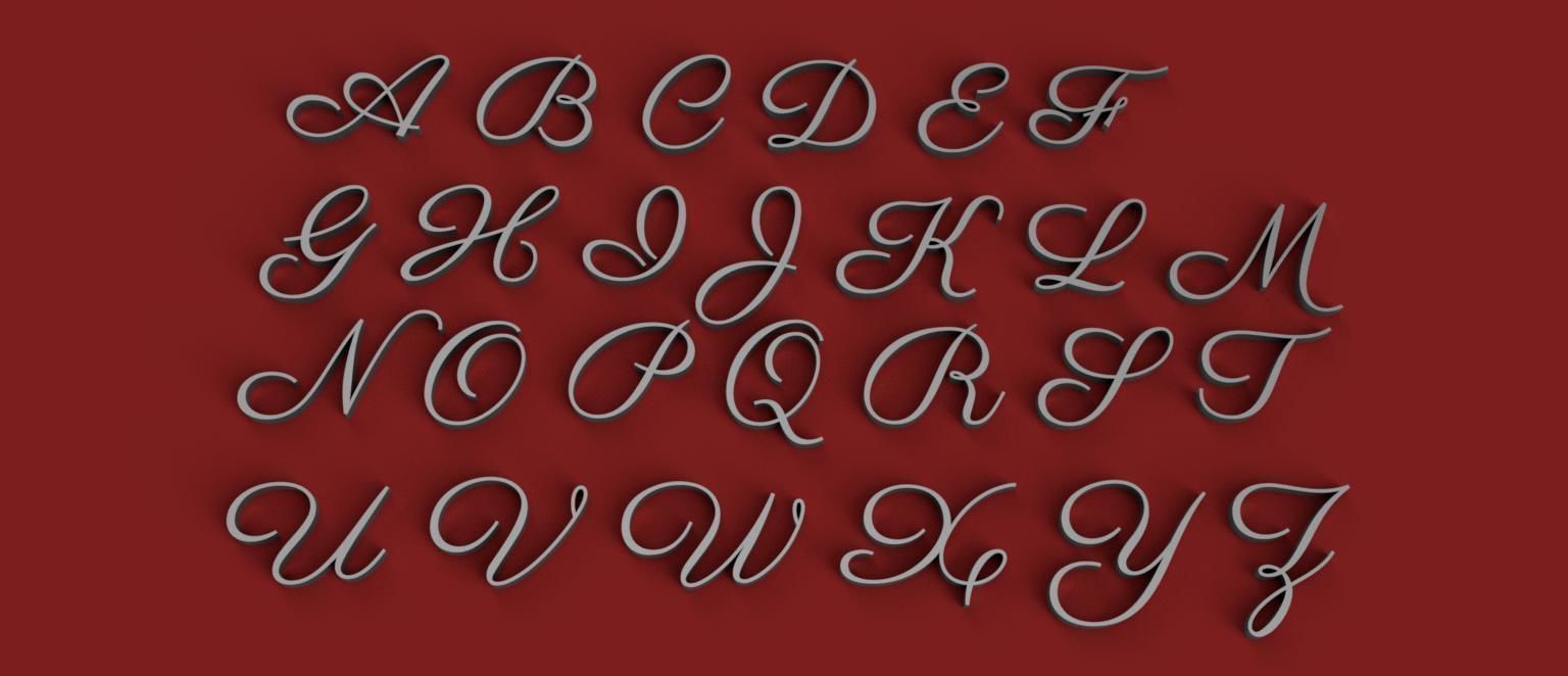 PARISIENNE uppercase and lowercase 3D Letters STL FILE 3D print model_8