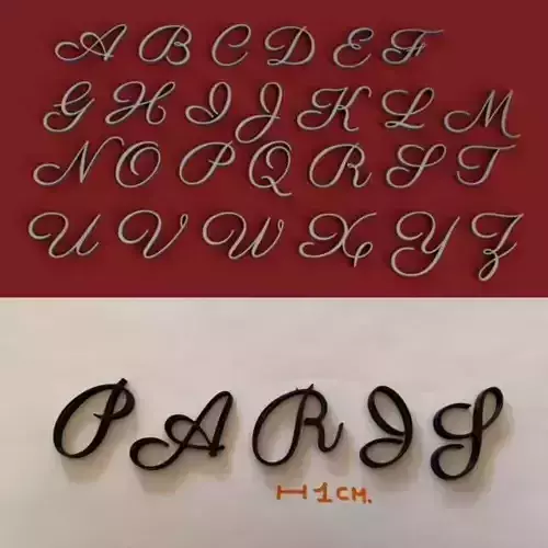 PARISIENNE uppercase and lowercase 3D Letters STL FILE