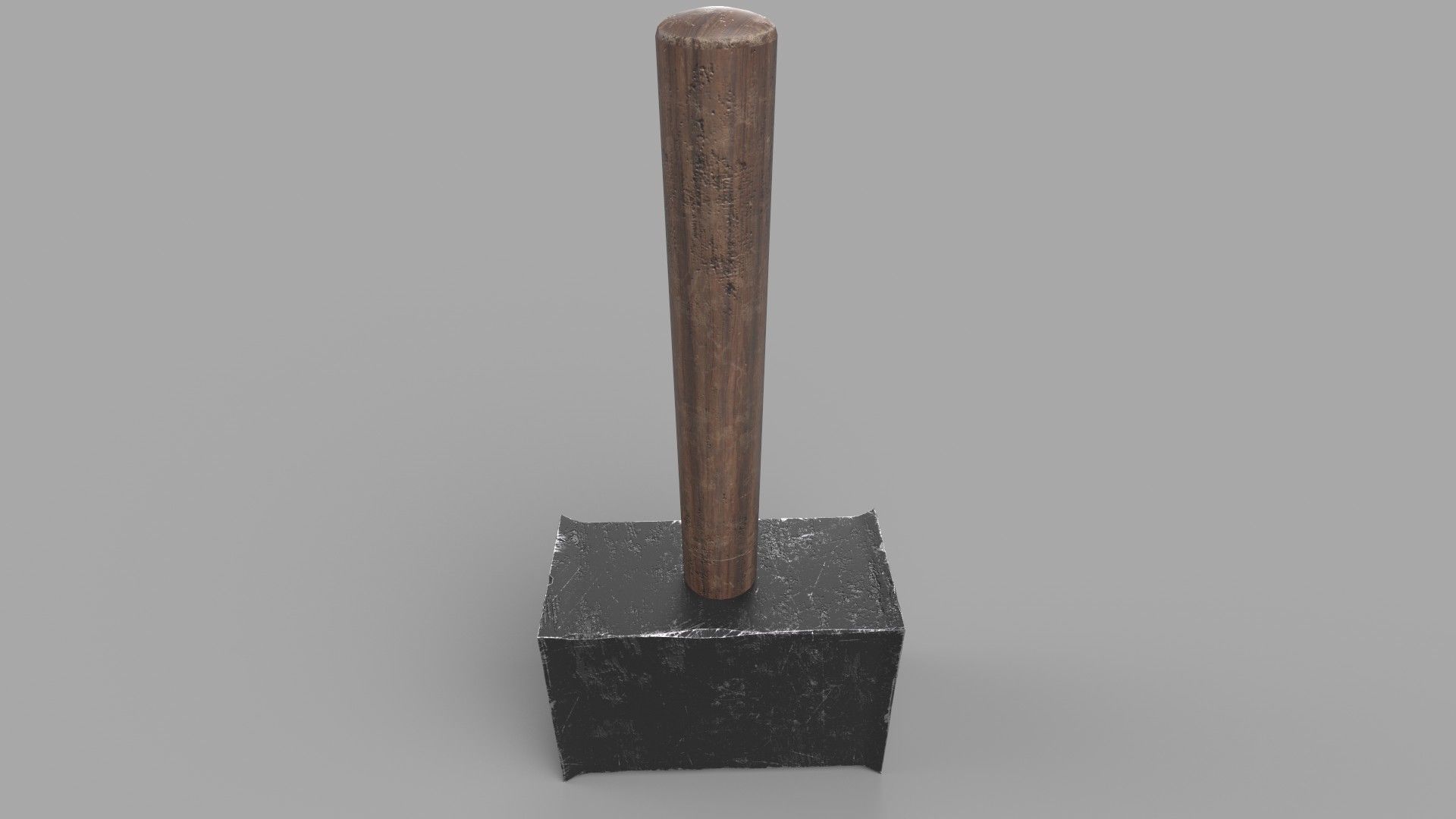 Hammer wooden shovel Low-poly 3D model_3