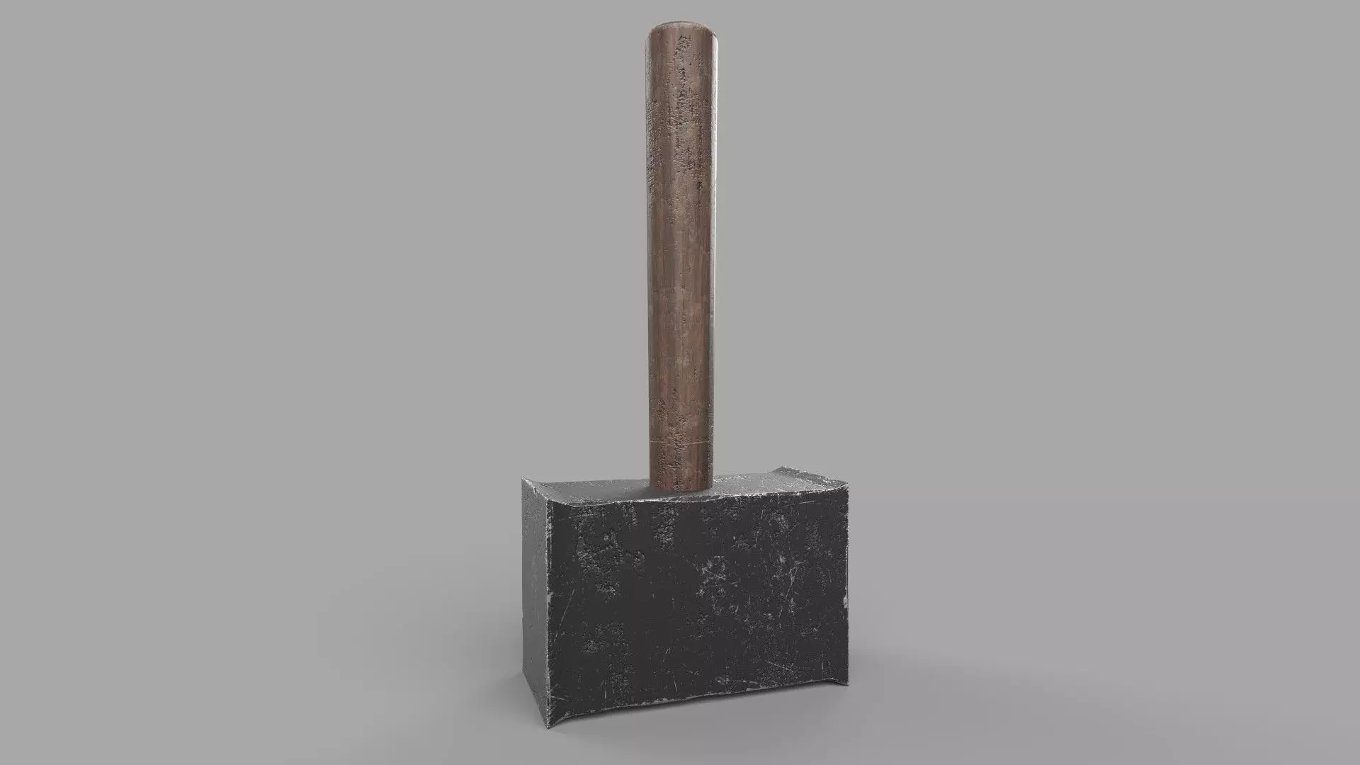 Hammer wooden shovel Low-poly 3D model_0
