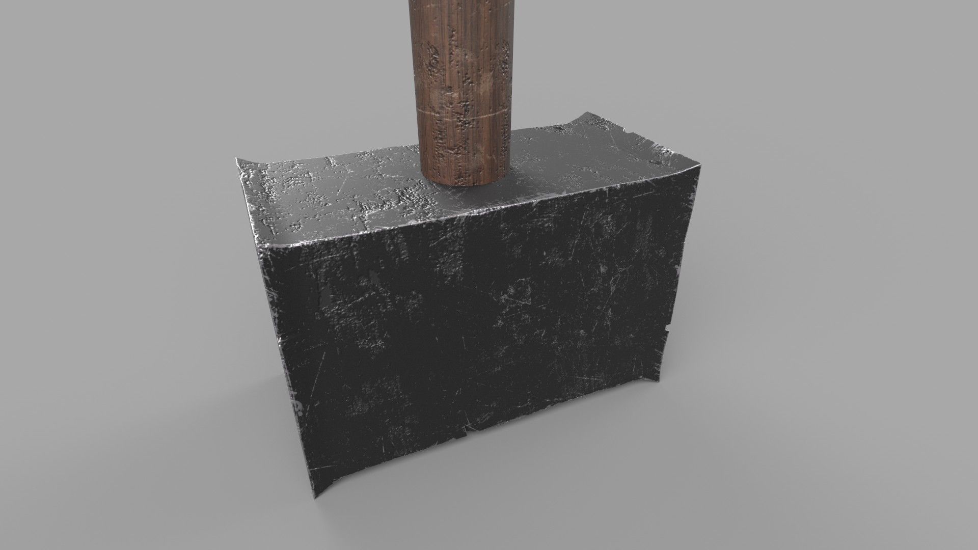 Hammer wooden shovel Low-poly 3D model_4