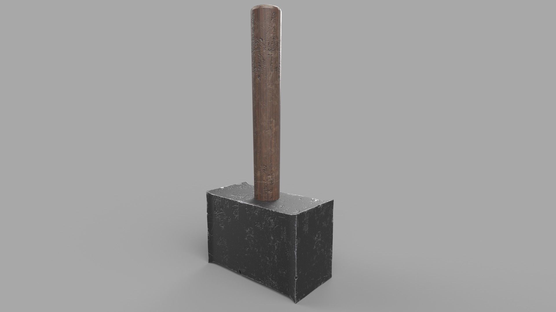 Hammer wooden shovel Low-poly 3D model_1