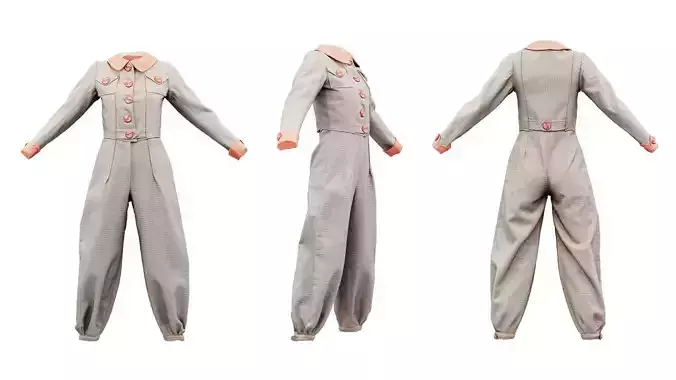 Pilot Bodysuit Closed Low-poly 3D model