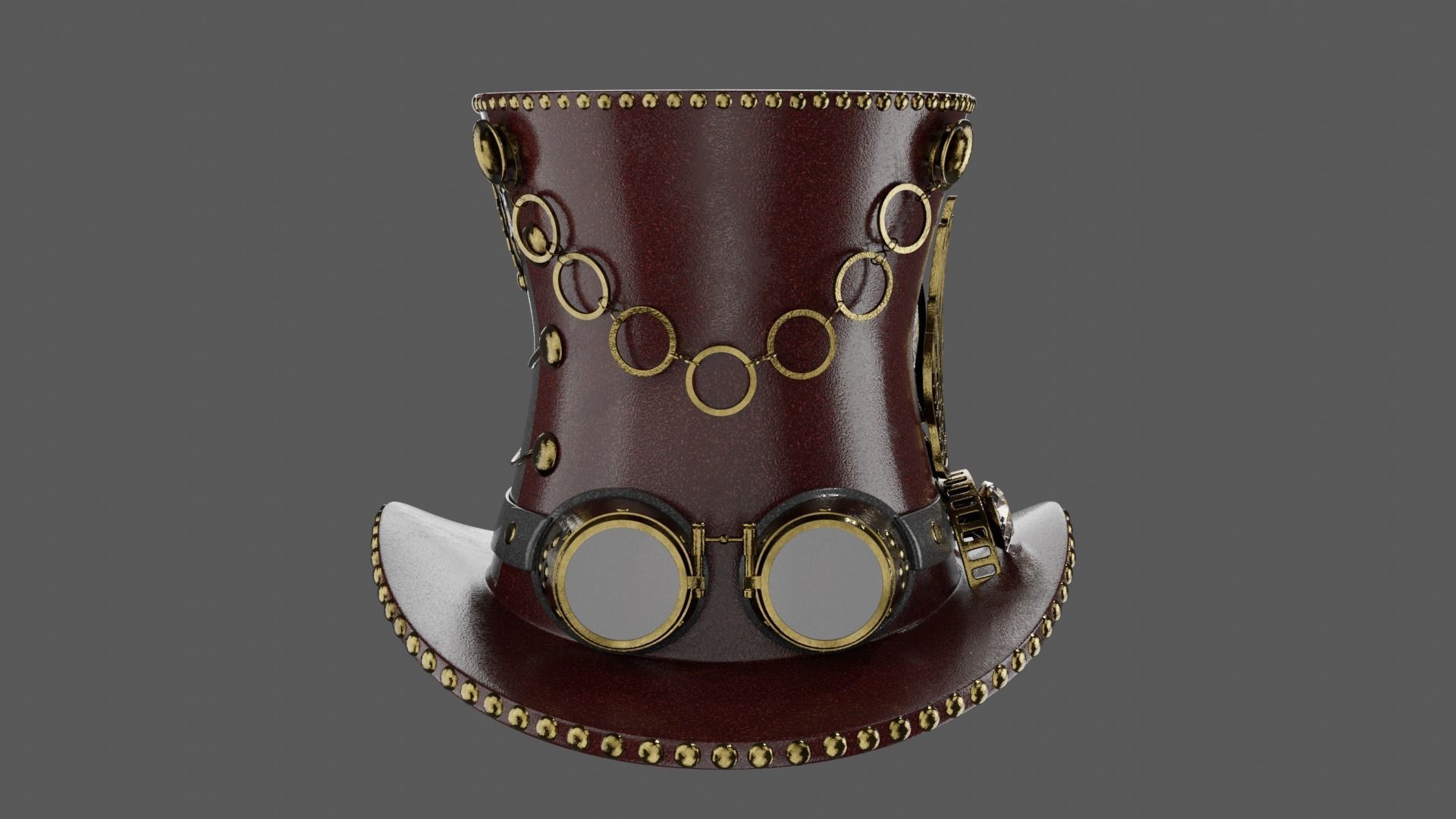 Leather hat in the style of steam punk 3D model_8