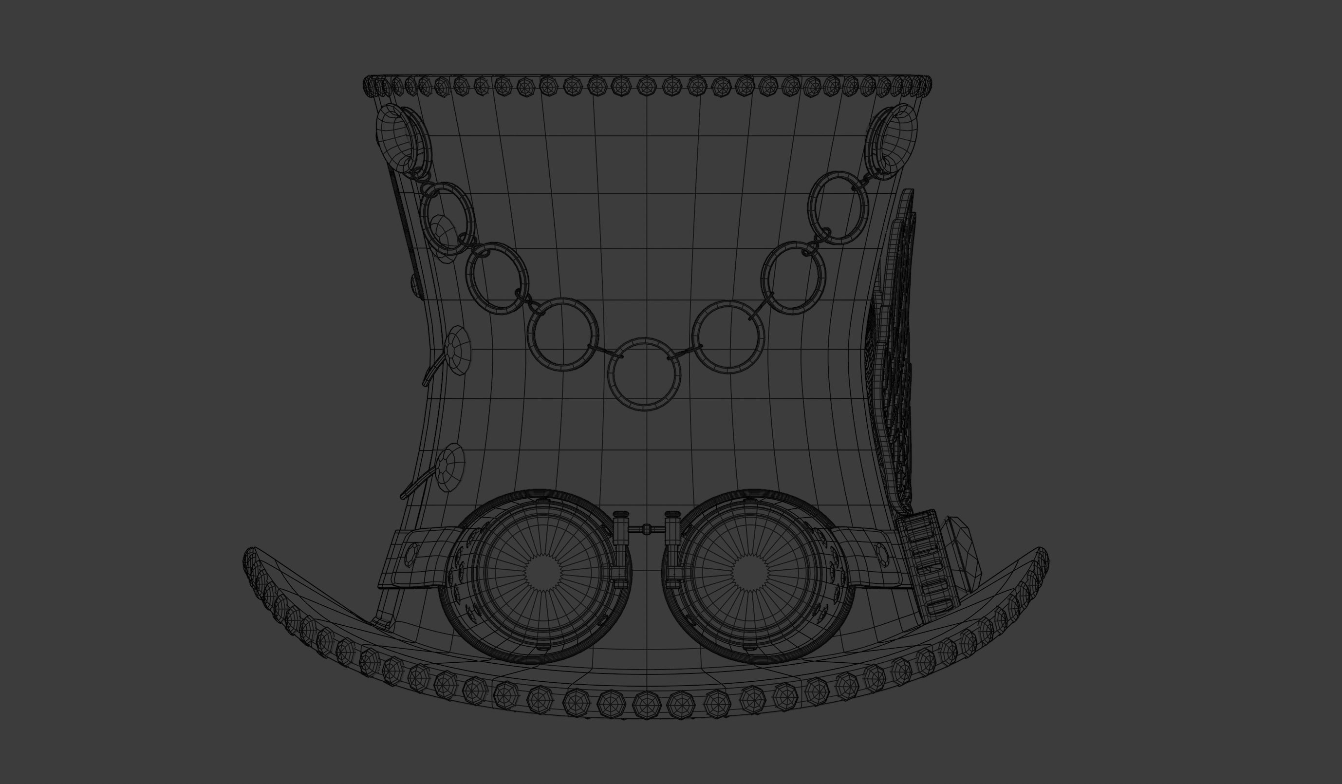Leather hat in the style of steam punk 3D model_12