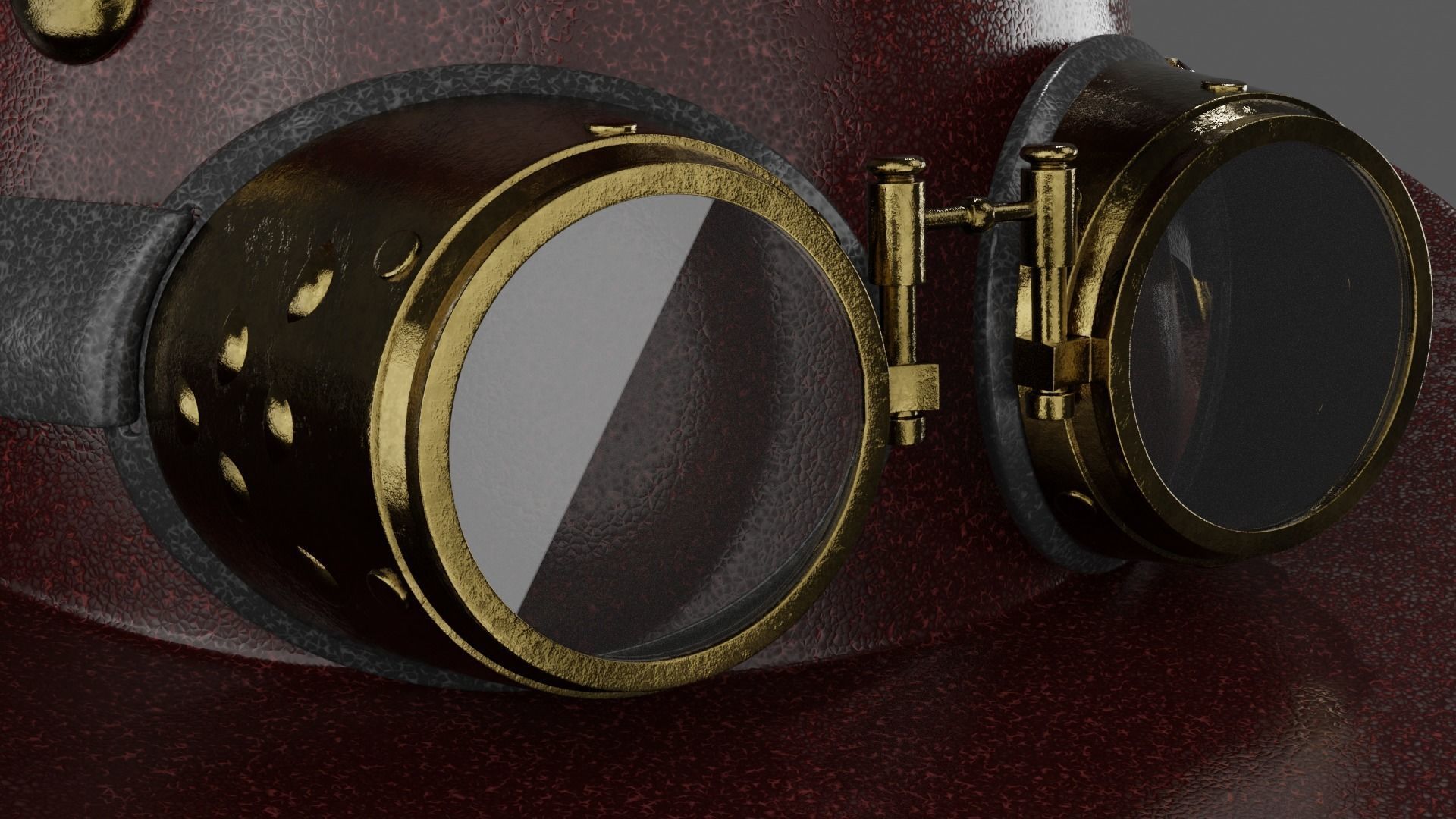 Leather hat in the style of steam punk 3D model_9