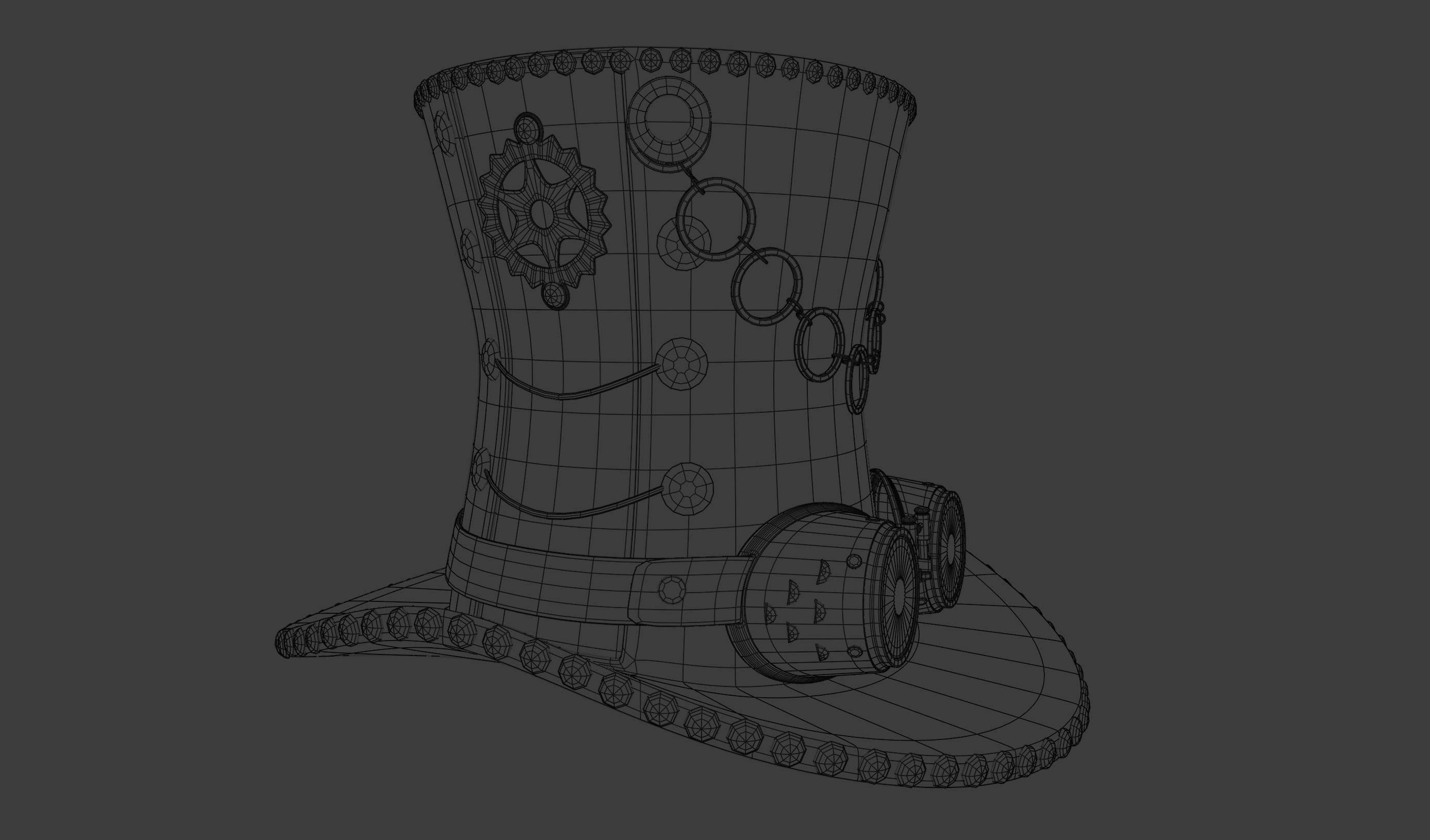 Leather hat in the style of steam punk 3D model_13