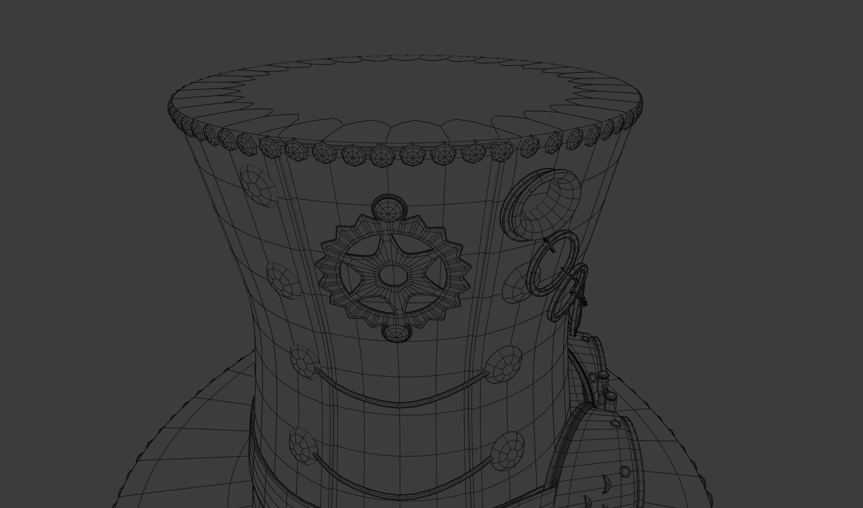 Leather hat in the style of steam punk 3D model_15
