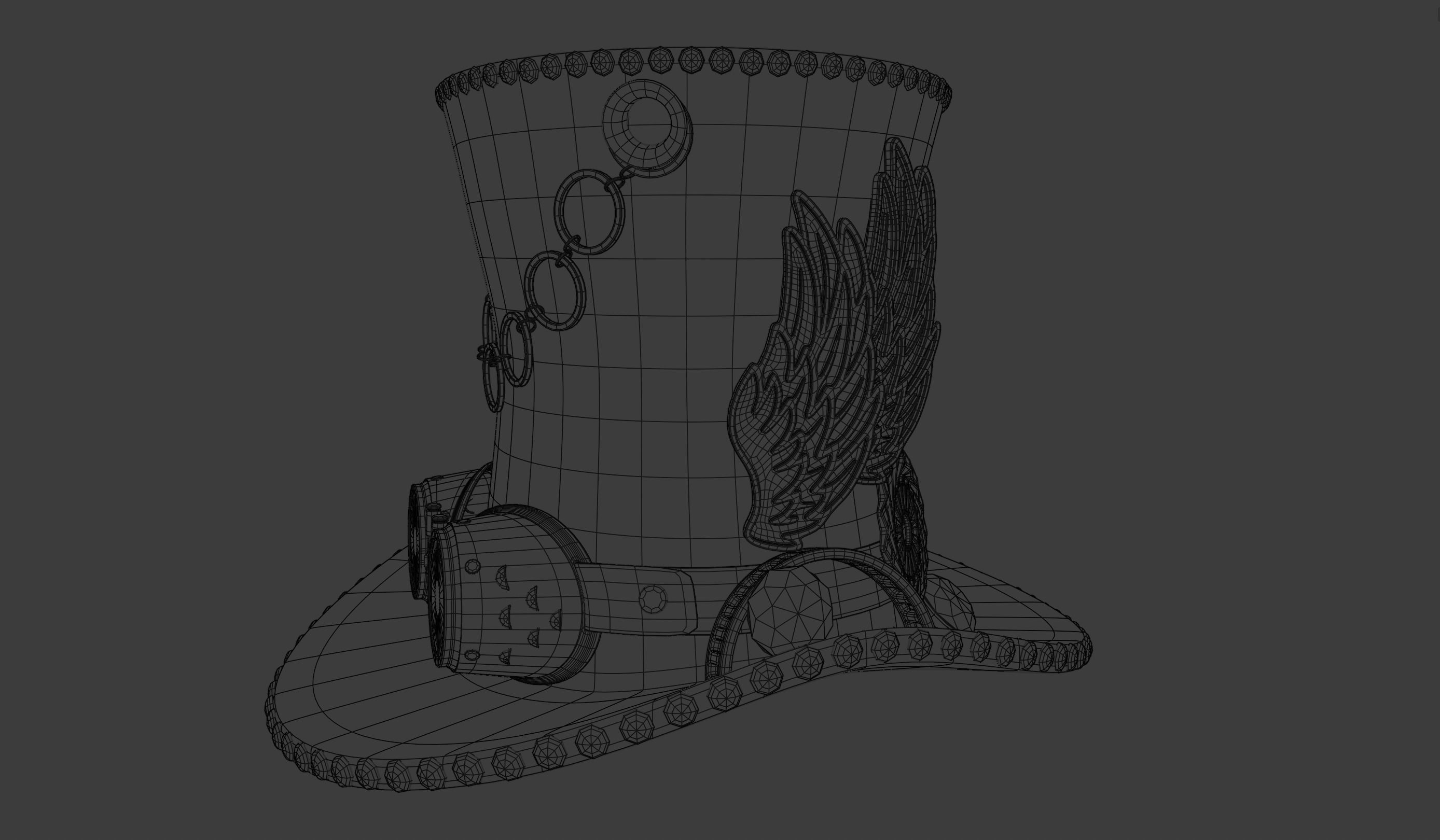 Leather hat in the style of steam punk 3D model_11