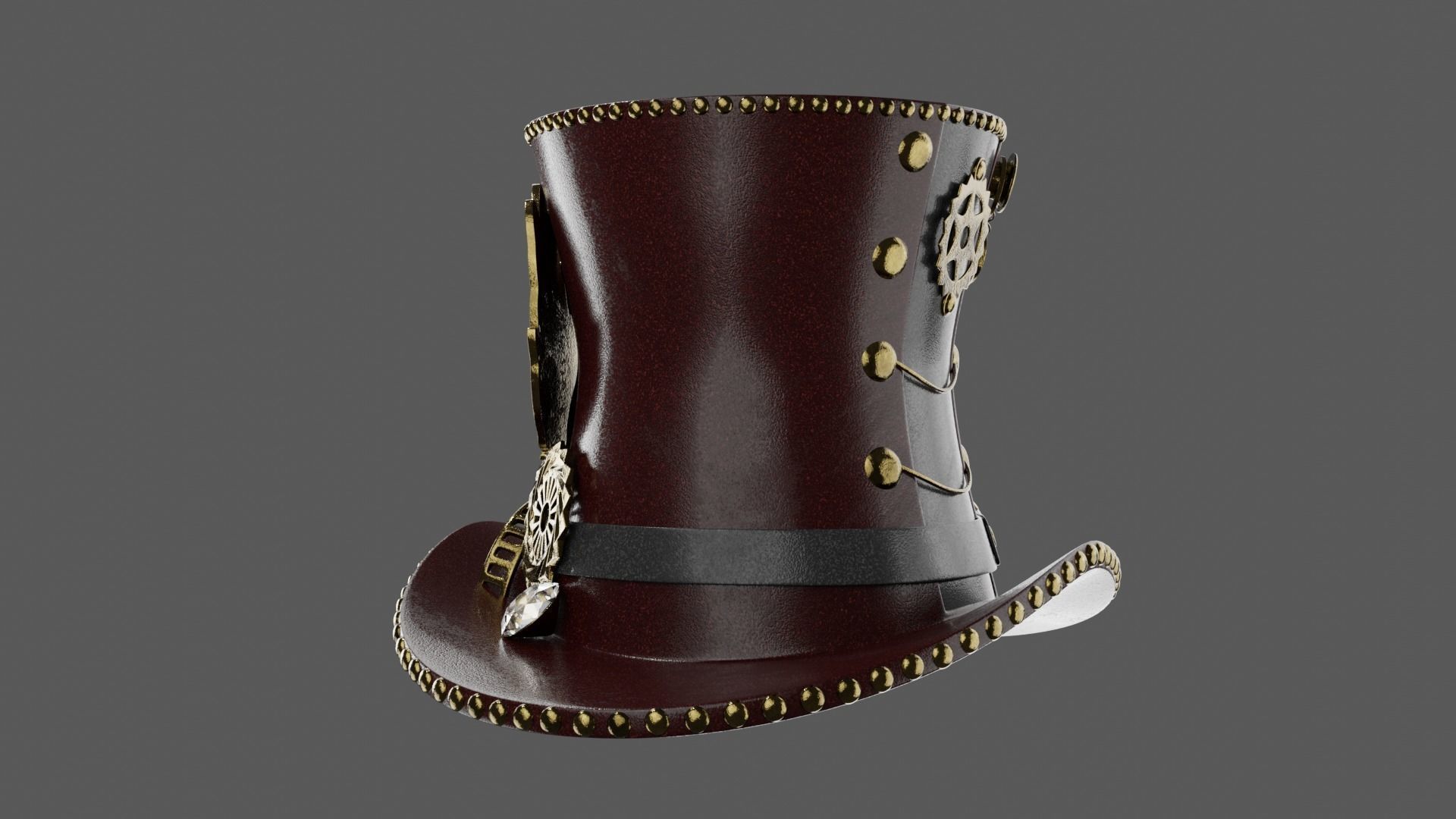 Leather hat in the style of steam punk 3D model_4
