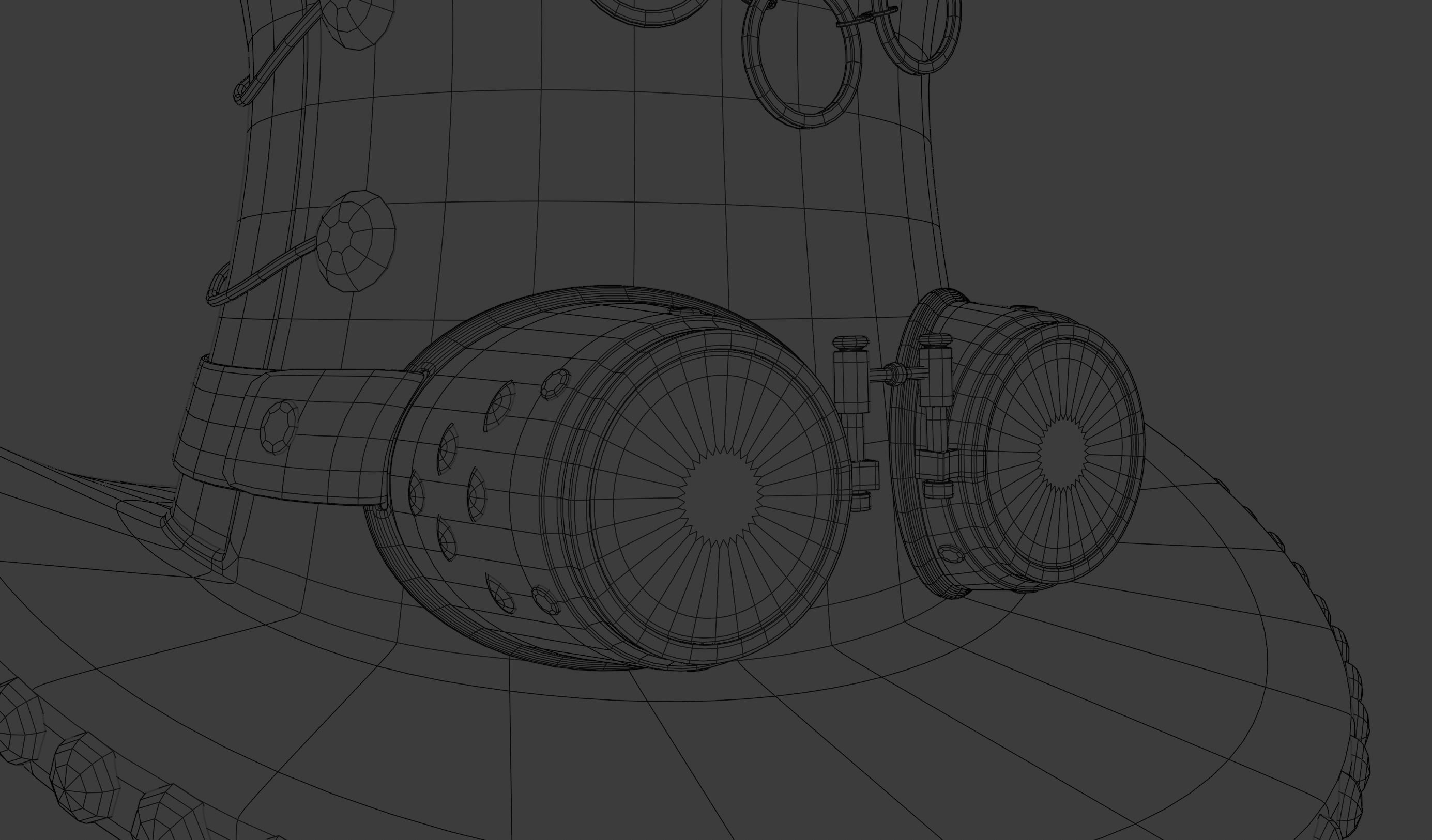 Leather hat in the style of steam punk 3D model_14