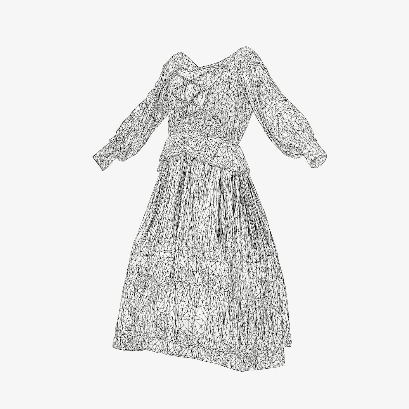 Pearlescent Dress Low-poly 3D model_14