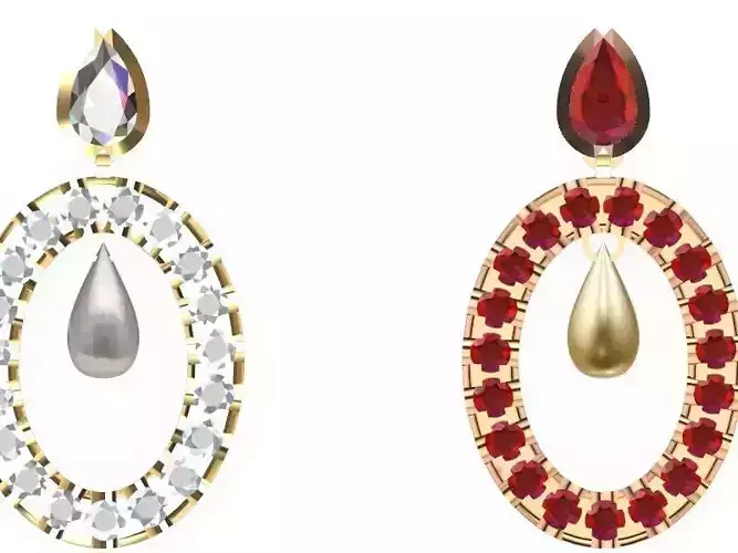 pear brillliant oval hanging earrings stl verified