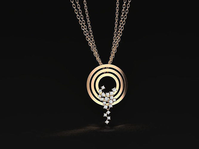 CG248 gold necklace with diamond pendant 3D print model_12