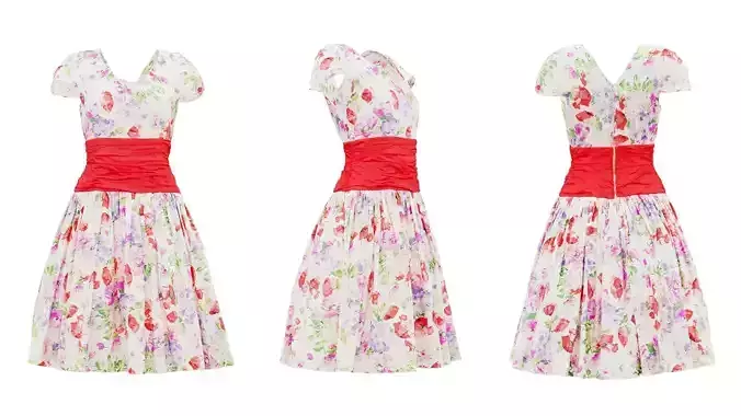 Papaver Dress Low-poly 3D model