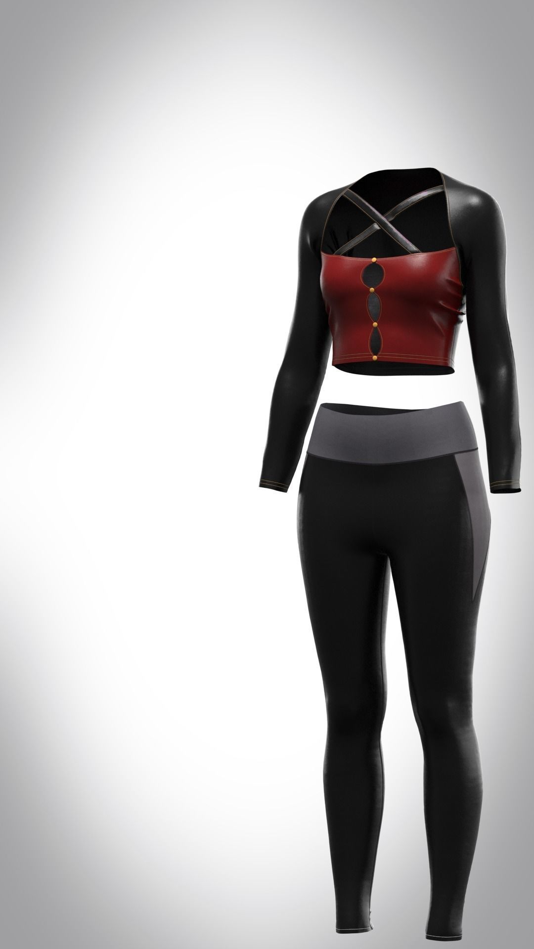 Womens cut out dress Low-poly 3D model_4