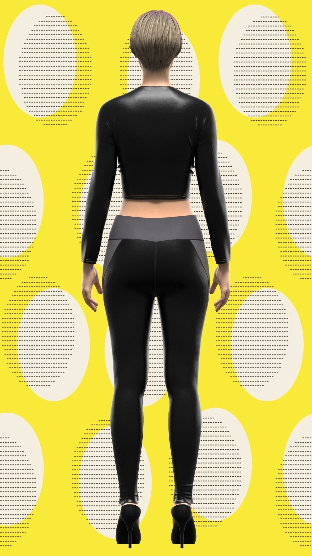 Womens cut out dress Low-poly 3D model_31