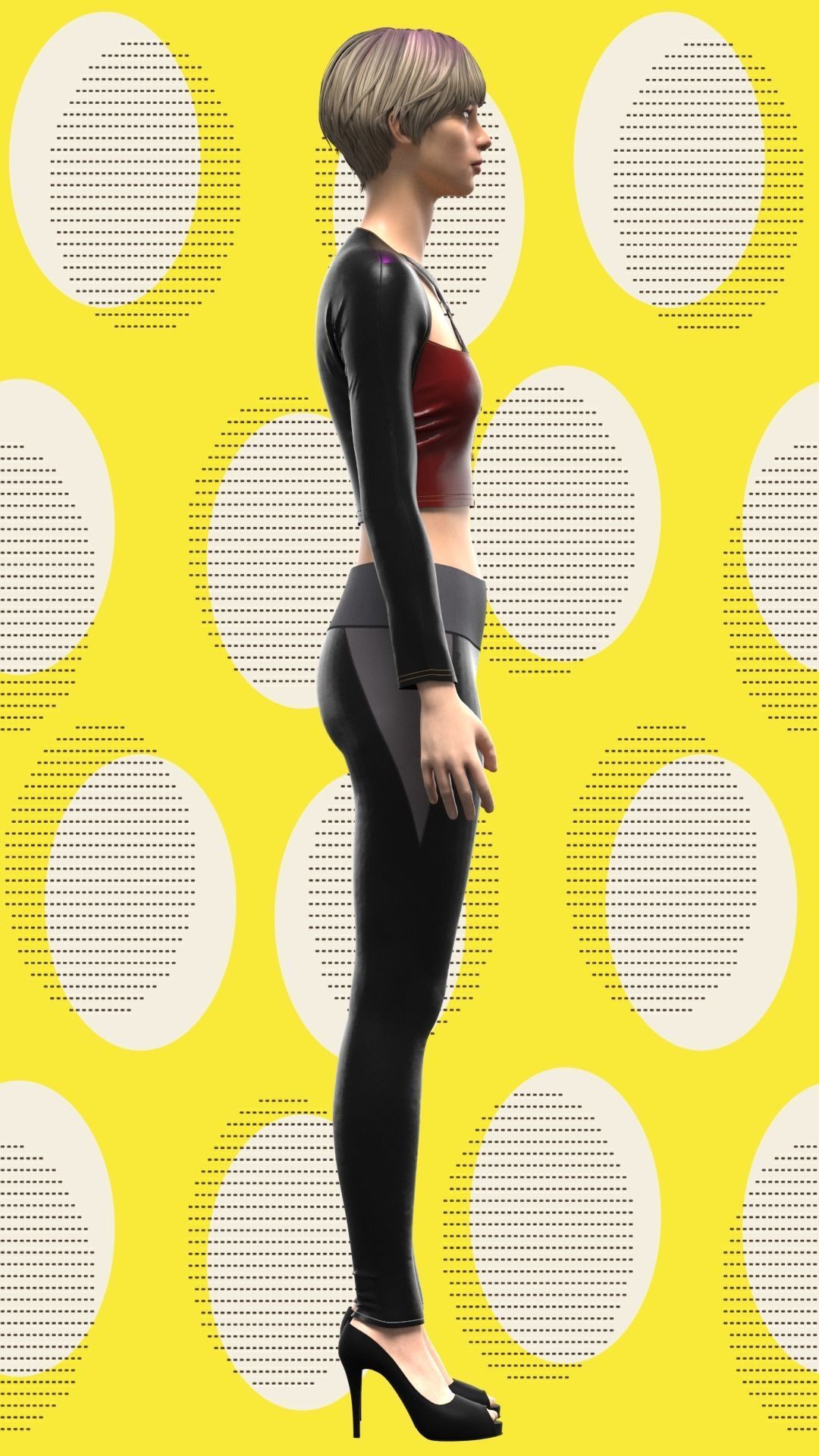 Womens cut out dress Low-poly 3D model_6