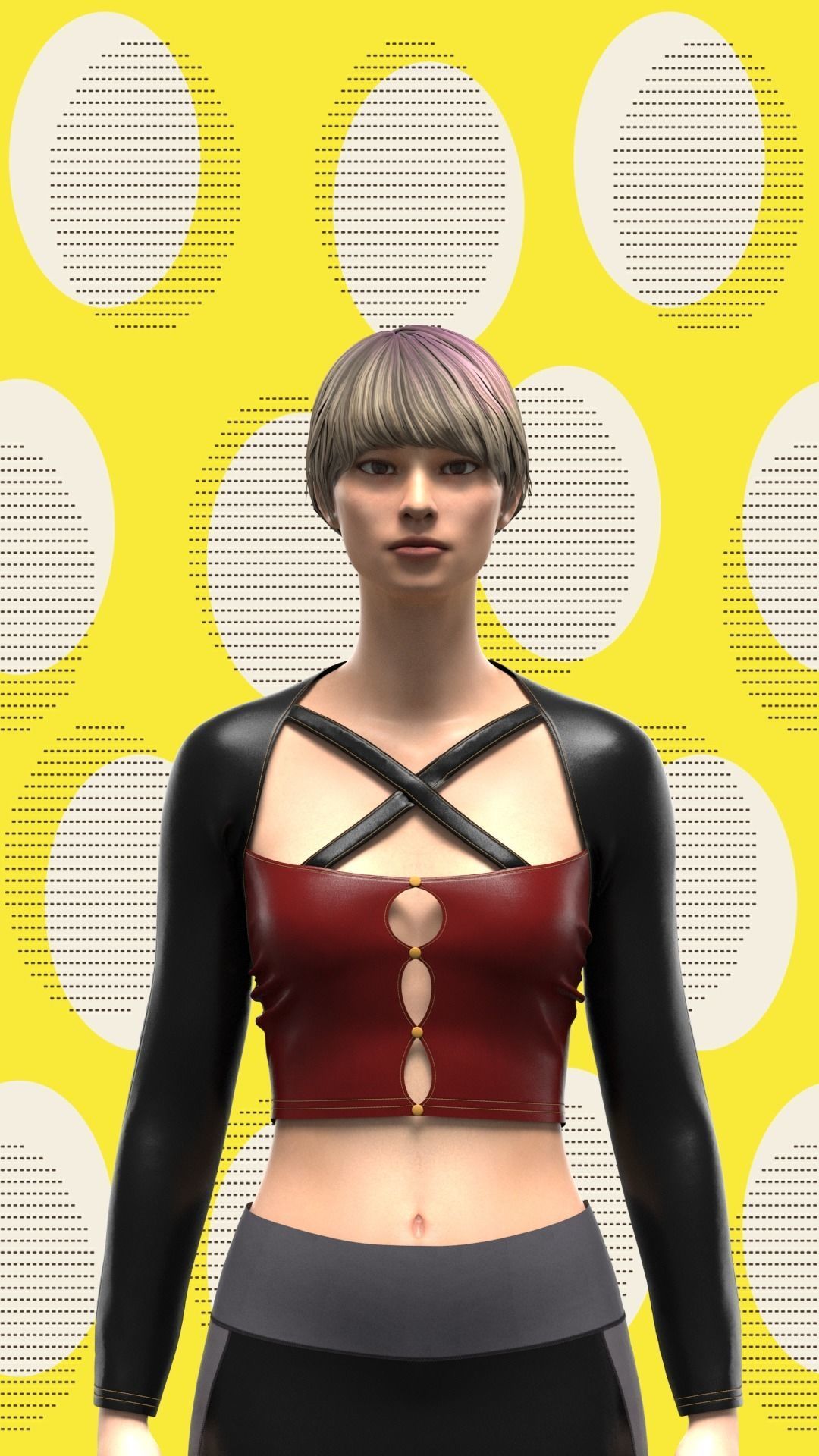 Womens cut out dress Low-poly 3D model_5