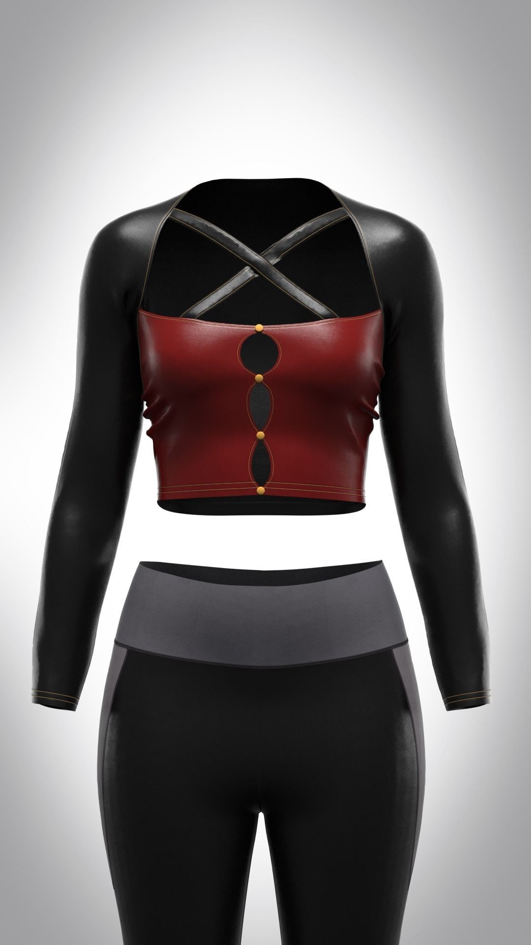 Womens cut out dress Low-poly 3D model_1