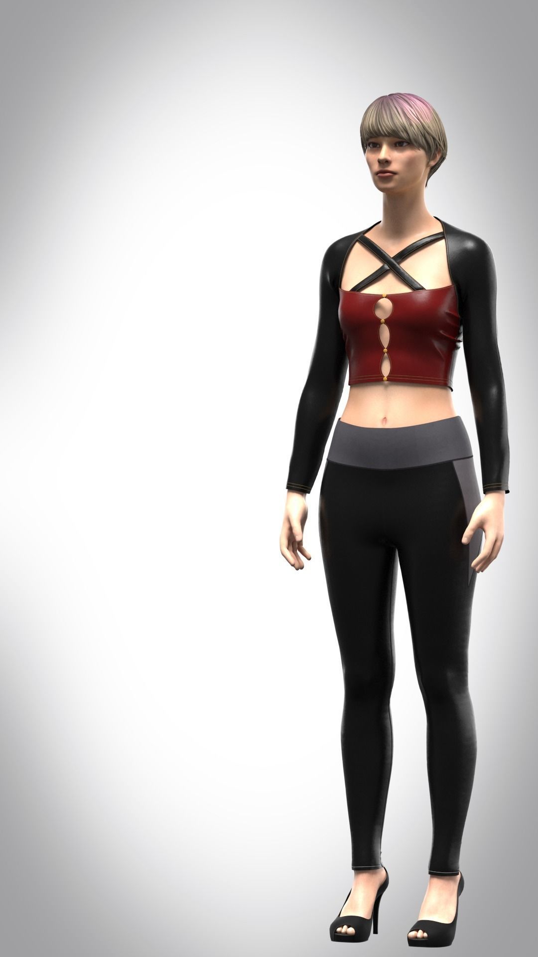 Womens cut out dress Low-poly 3D model_2