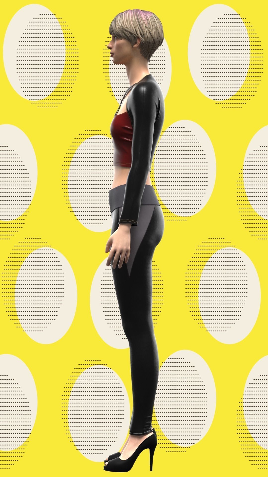 Womens cut out dress Low-poly 3D model_22