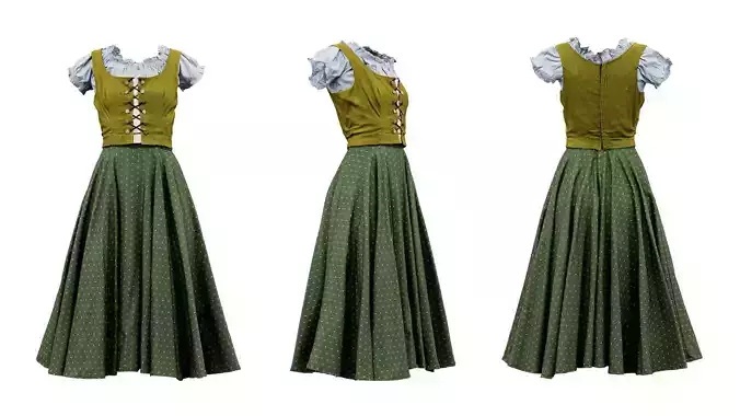 Oktoberfest Dress Low-poly 3D model