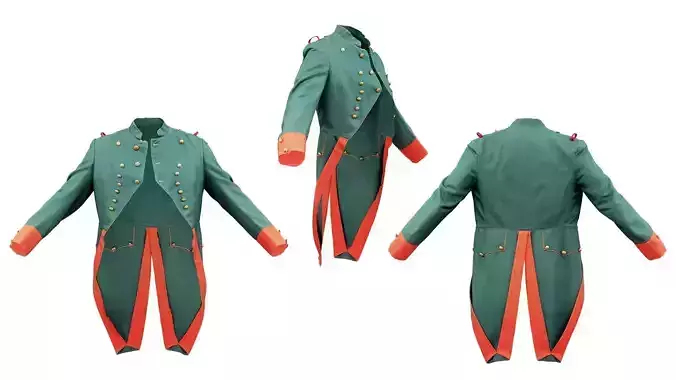 Napoleon Coat Open Low-poly 3D model