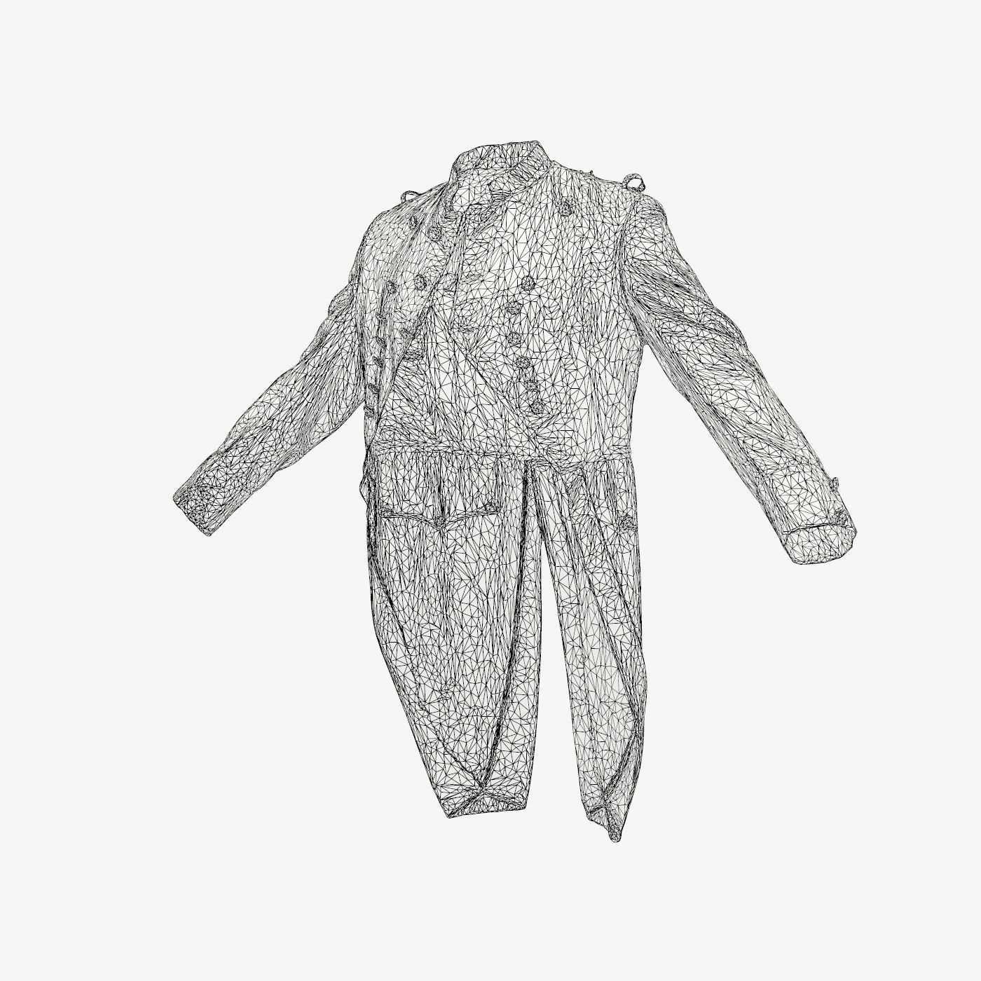 Napoleon Coat Open Low-poly 3D model_14