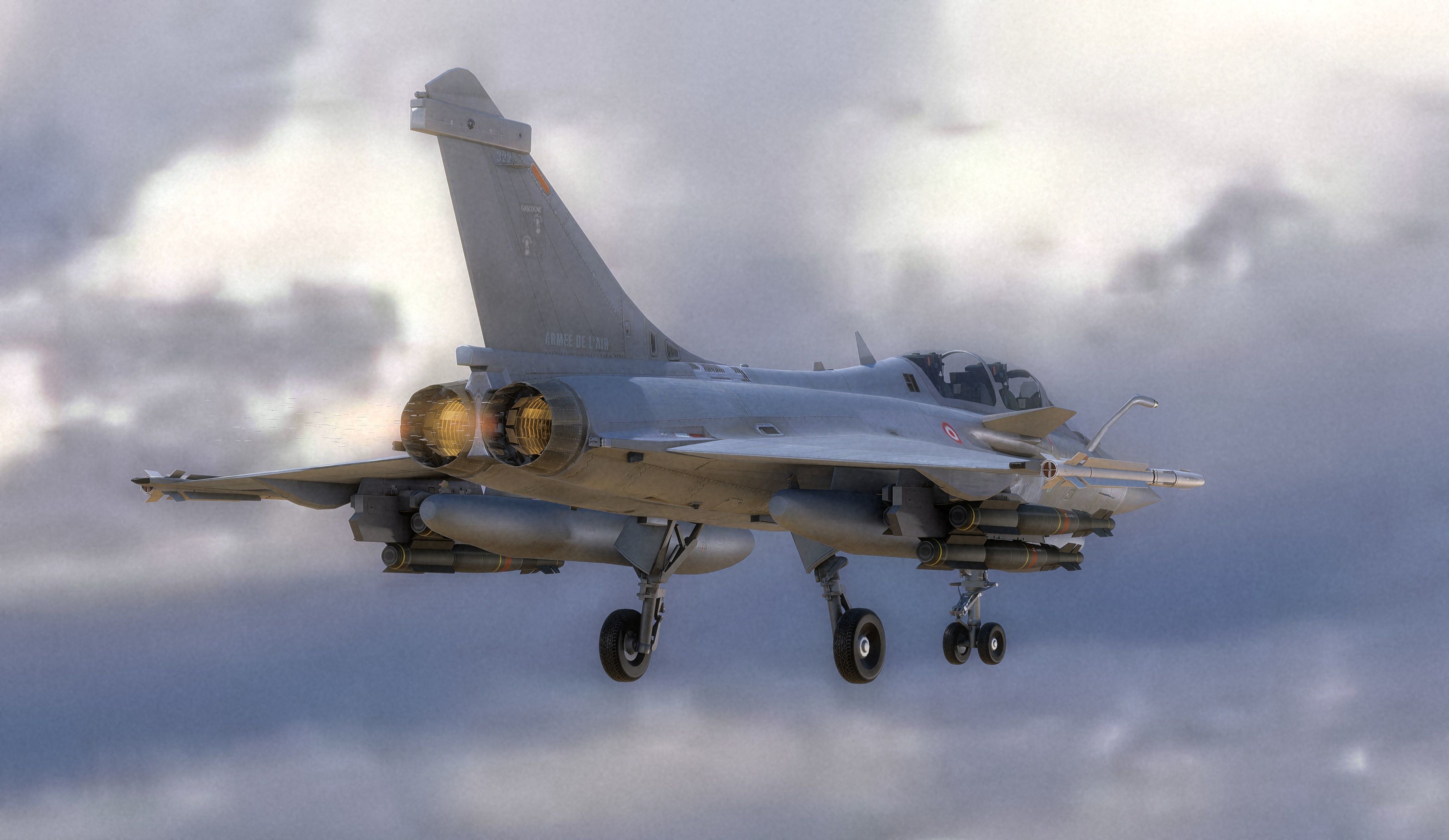 Dassault Rafale B - Rigged - High Resolution Cocpit Low-poly 3D model_6