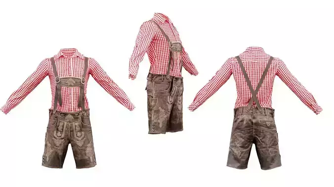 Lederhosen A Shirt Low-poly 3D model