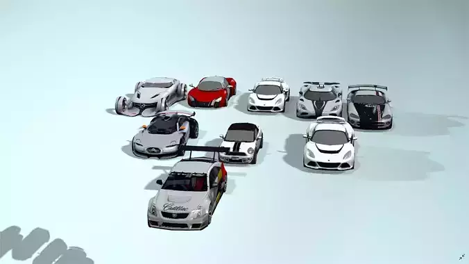 racing cars pack and gaming cars pack Low-poly 3D model