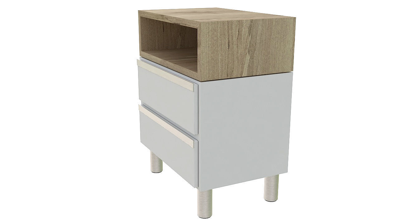 Wood table night stand 3D model_3