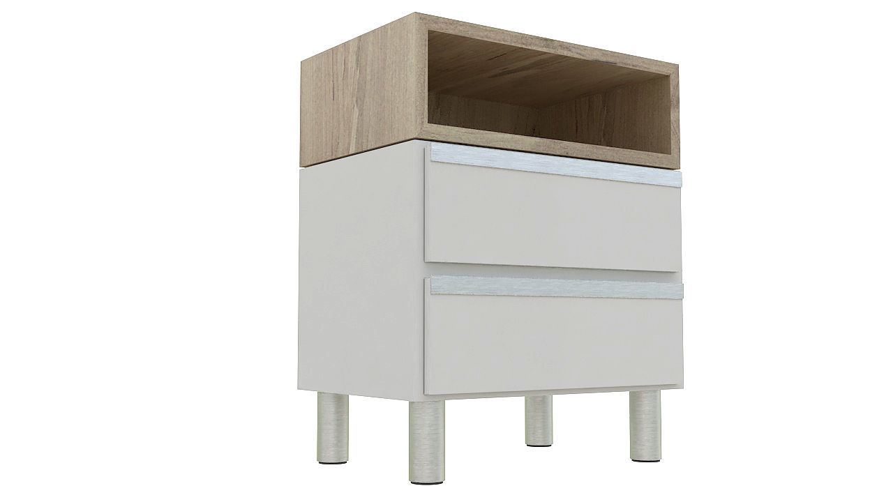 Wood table night stand 3D model_2