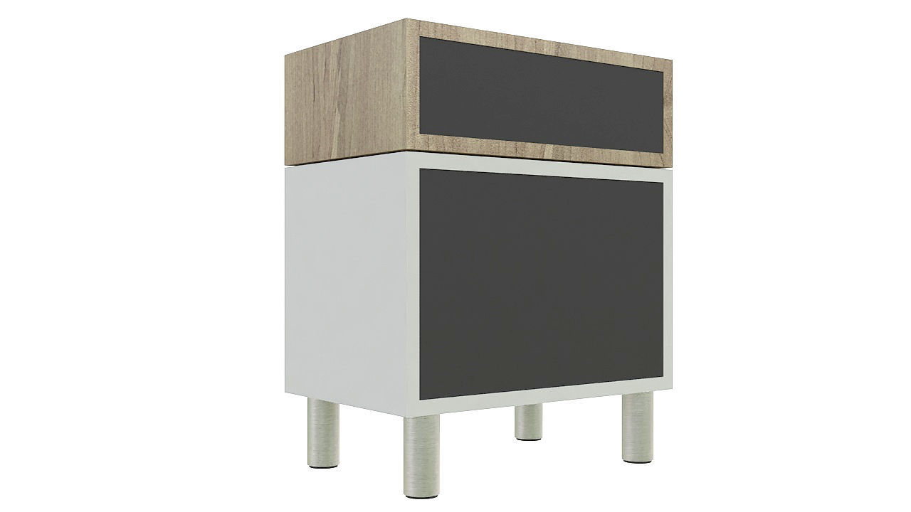 Wood table night stand 3D model_4