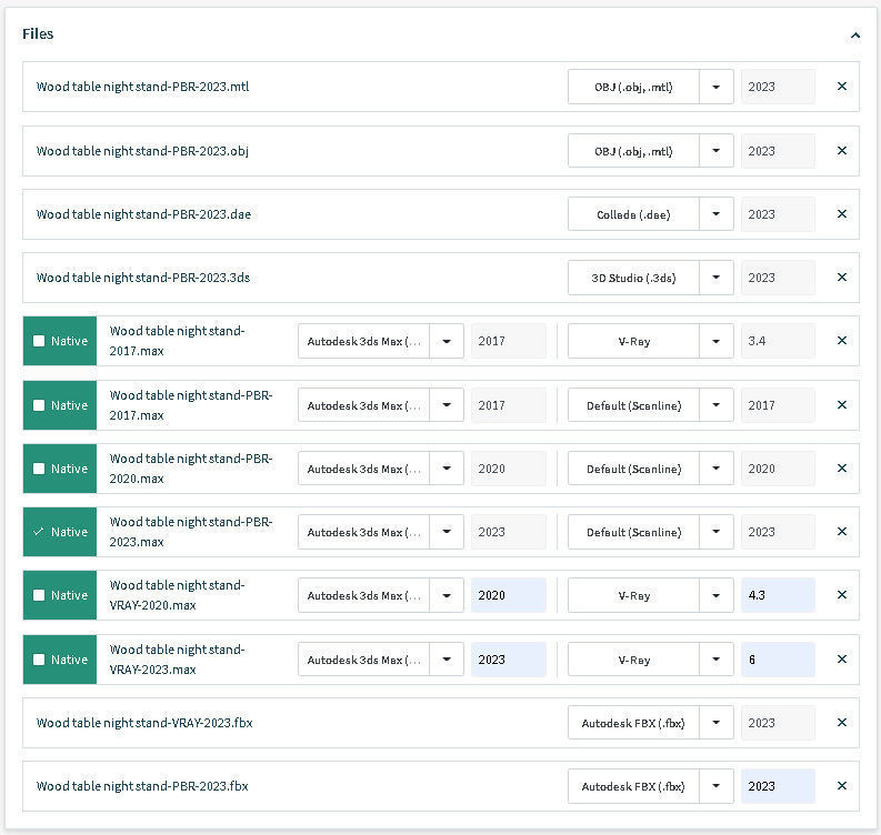 Wood table night stand 3D model_14