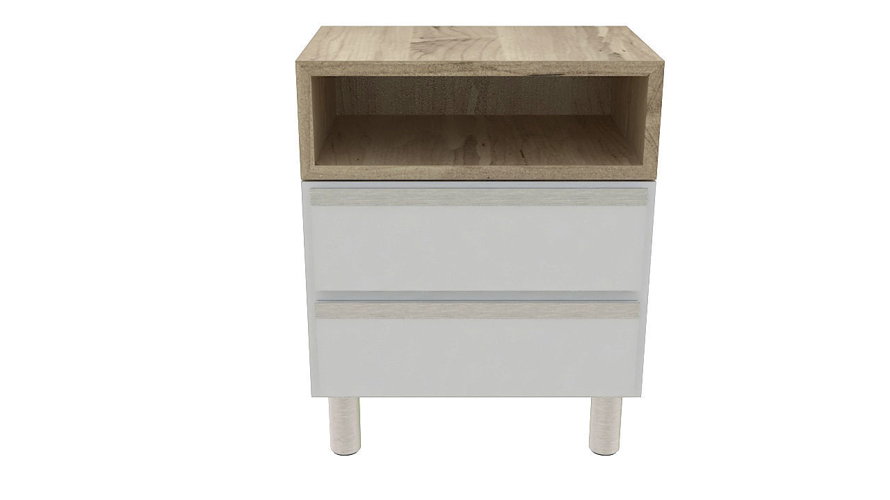 Wood table night stand 3D model_1