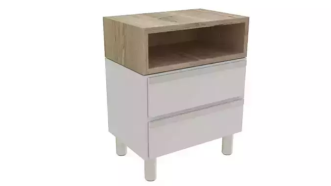 Wood table night stand 3D model