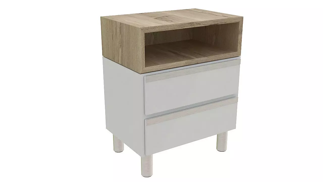 Wood table night stand 3D model_0