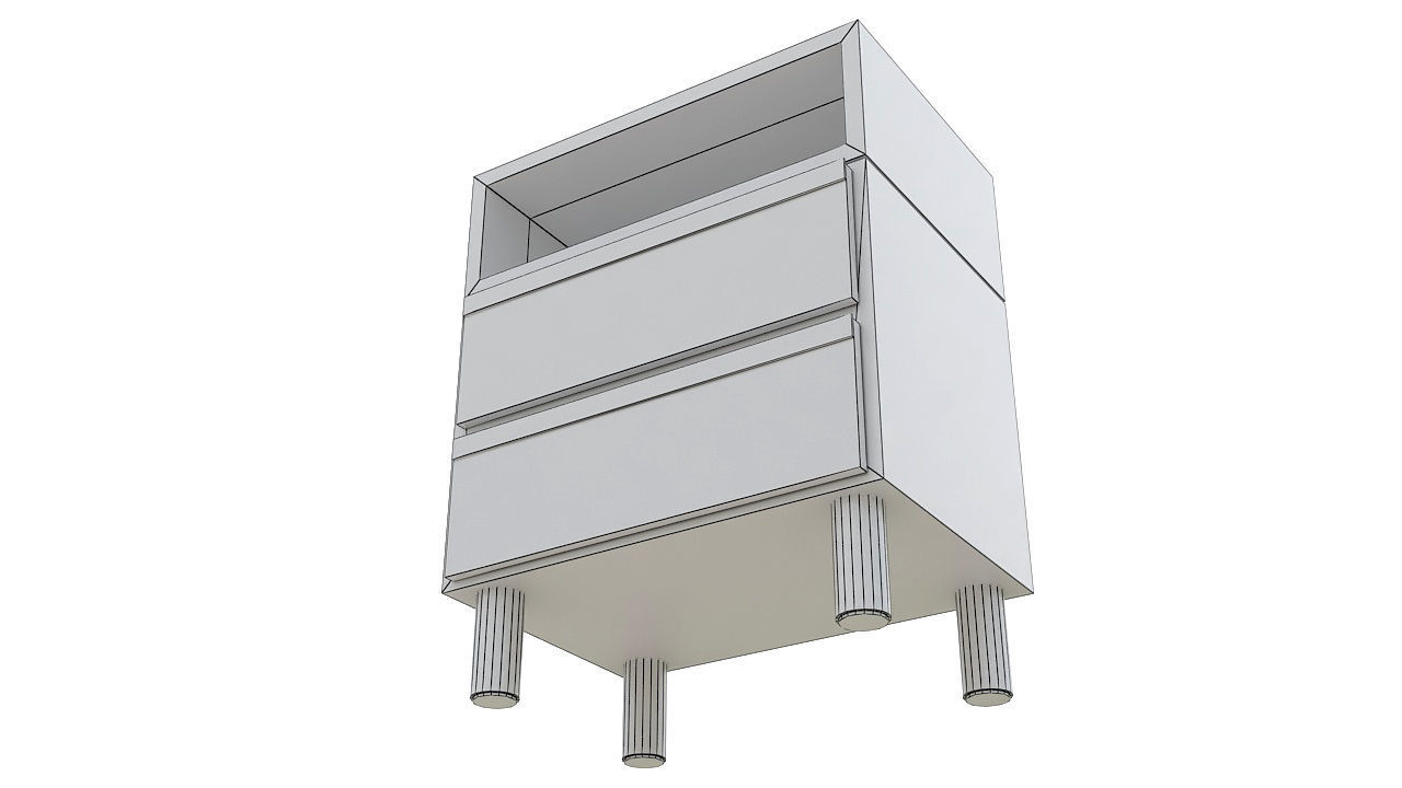 Wood table night stand 3D model_7