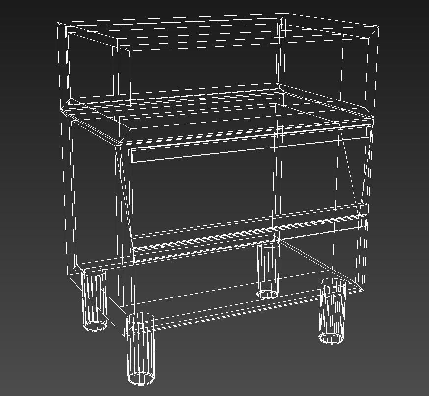 Wood table night stand 3D model_10