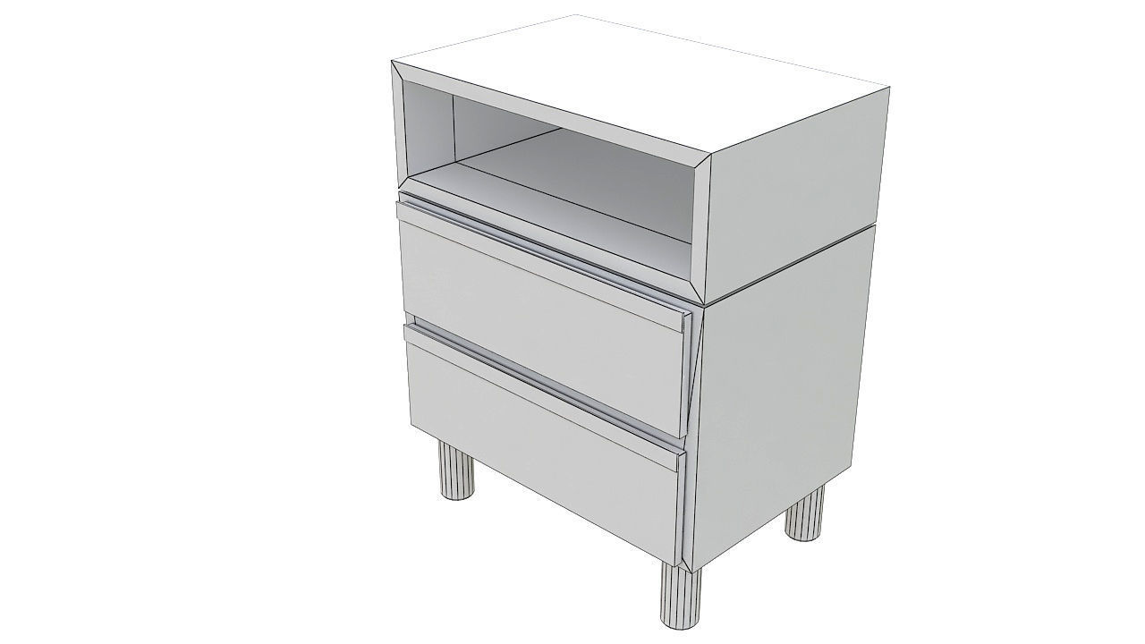 Wood table night stand 3D model_6