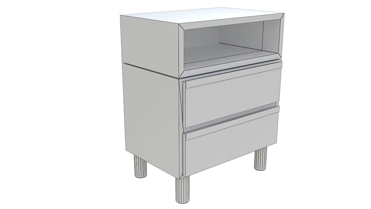 Wood table night stand 3D model_5