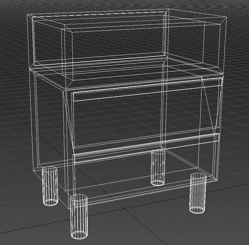 Wood table night stand 3D model_9