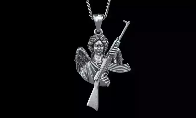 angel with weapon pendant