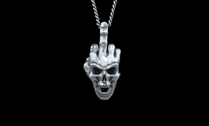 fuck skull silver pendant  3D print model