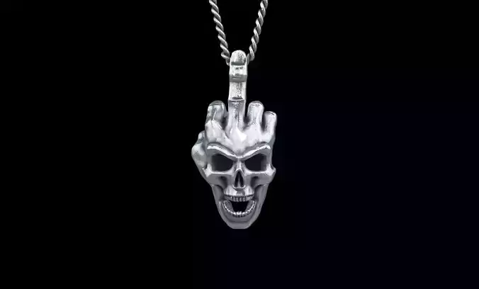 fuck skull silver pendant 