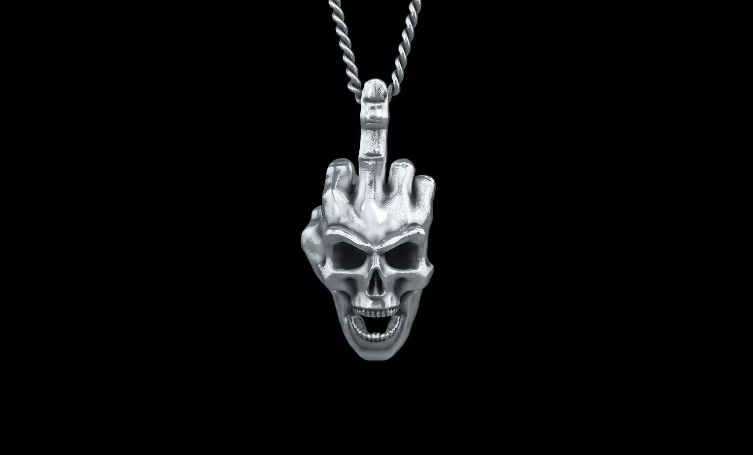 skull silver pendant 3D print model