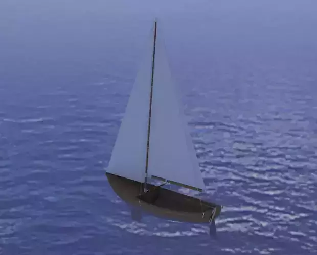 Sailboat model floating in ocean Free 3D model